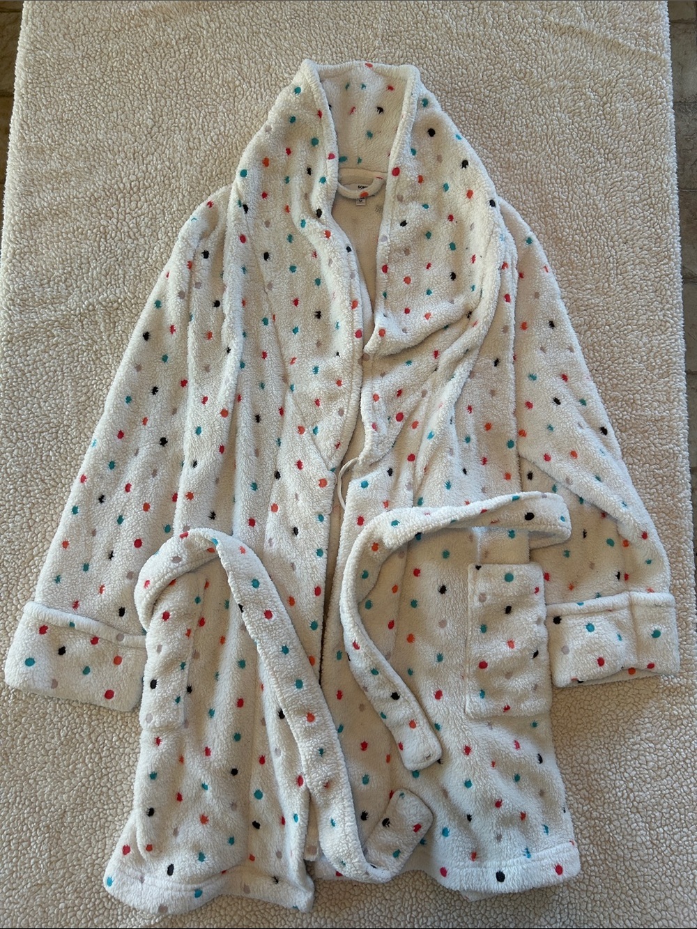 Sonoma Plush Robe with Multicolor Polka Dots
